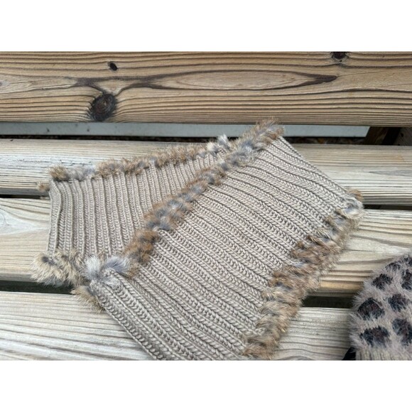 VTG Joolay ACRYLIC & RABBIT FUR TRIM BROWN SCARF WARM 35" ROUND 8"W. - Picture 1 of 3